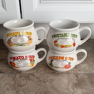 Soup Reciple Mug Set with Handles - Cream